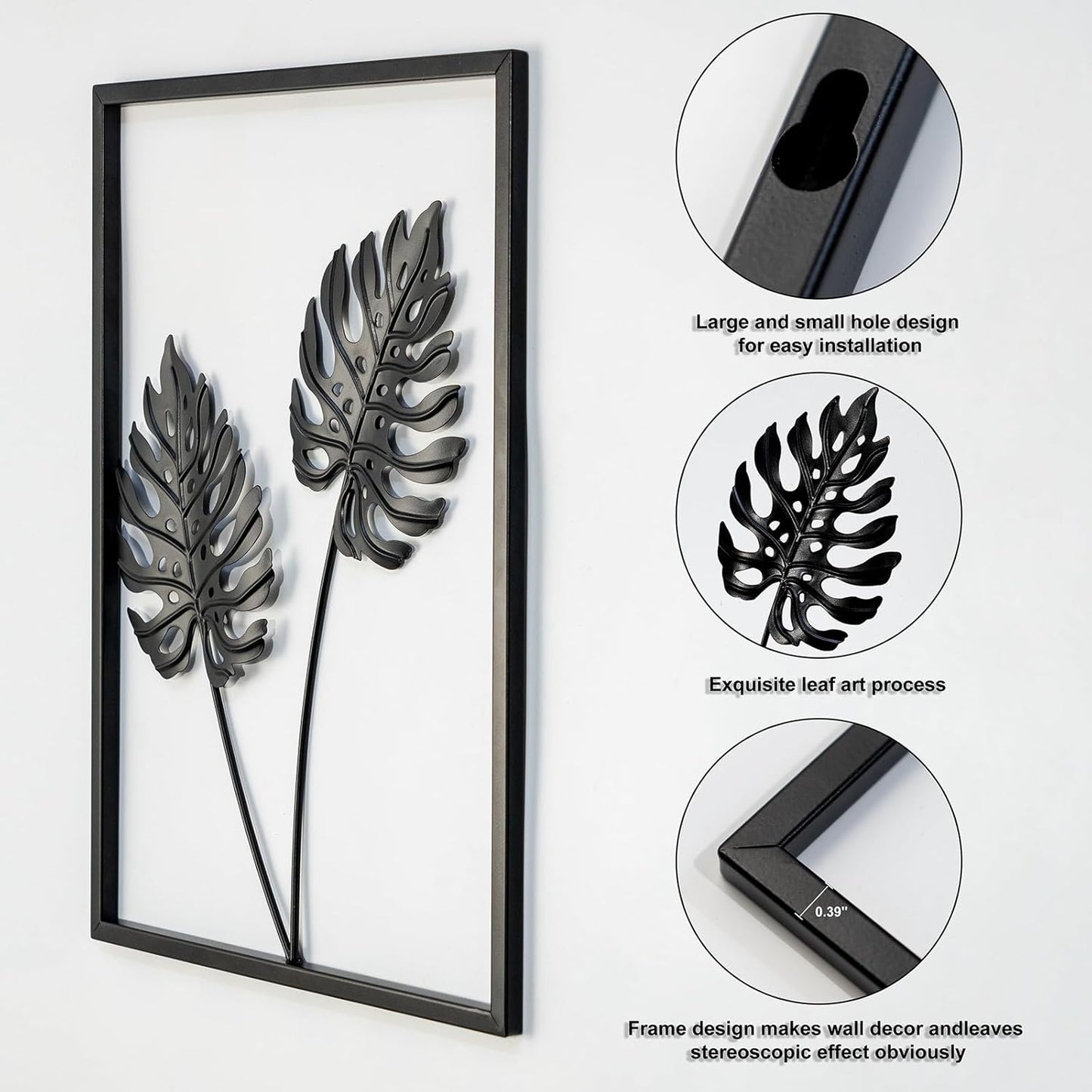 QXSXKJ Black Metal Wall Decor Framed, 3d Modern Metal Wall Art with Light, Minimalist Abstract Black Line Art DéCor, 4 Piece Home Art for Living Room Bedroom Bathroom