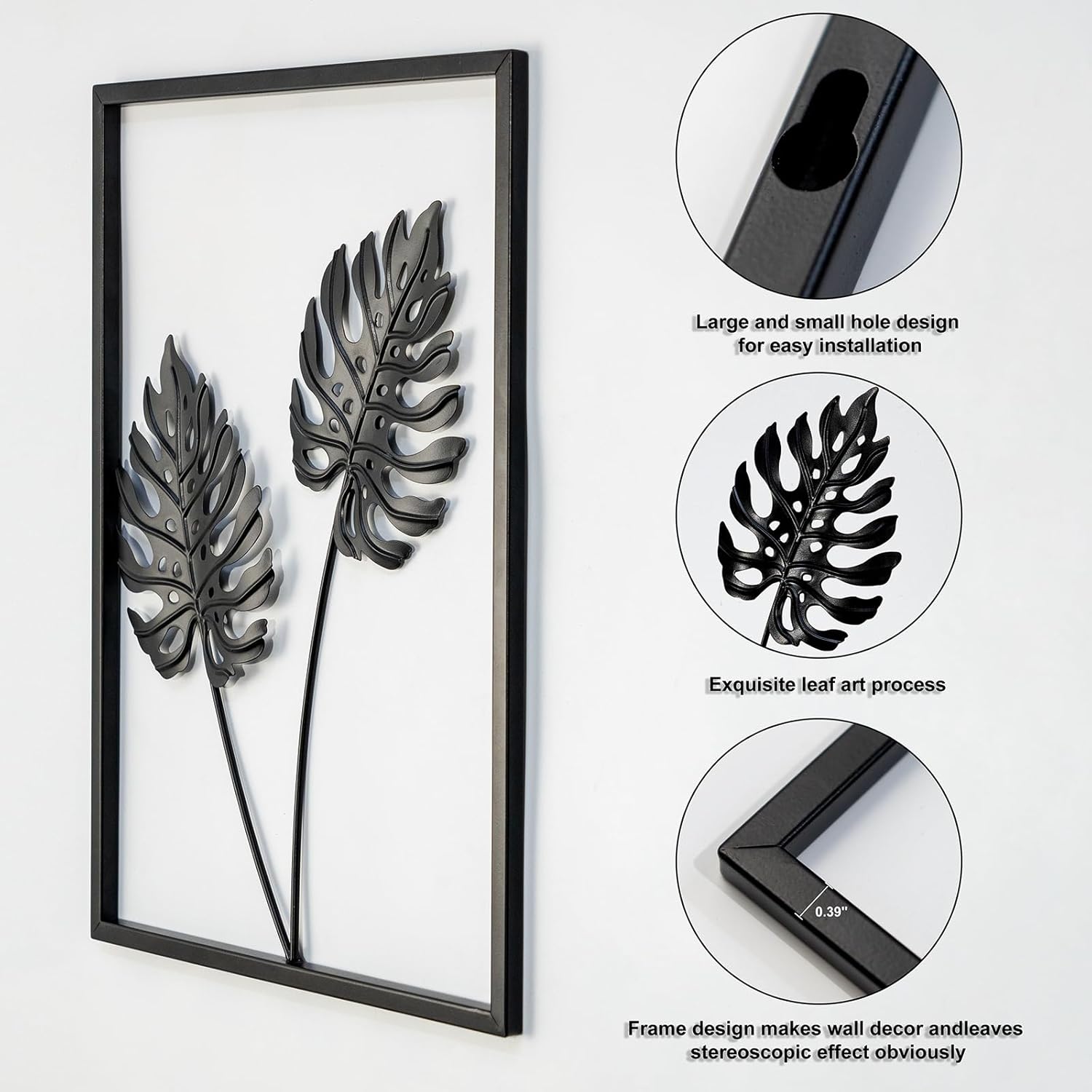 QXSXKJ Black Metal Wall Decor Framed, 3d Modern Metal Wall Art with Light, Minimalist Abstract Black Line Art DéCor, 4 Piece Home Art for Living Room Bedroom Bathroom